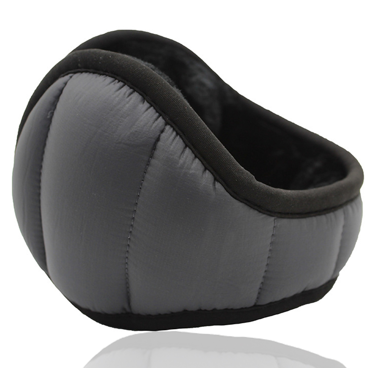 Men's Down Winter Ear Warmers | Behind-the-Head Adjustable \u0026 Foldable Earmuffs - gray